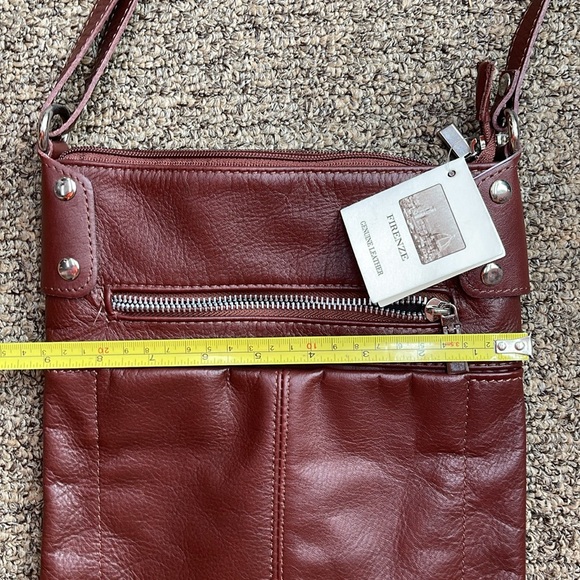 Women’s Leather Crossbody Bag Brown Made in Italy Firenze New - Picture 2 of 11
